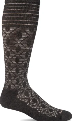 Etched Knee-High Women - Black Moderate Compression (15-20mmHg)
