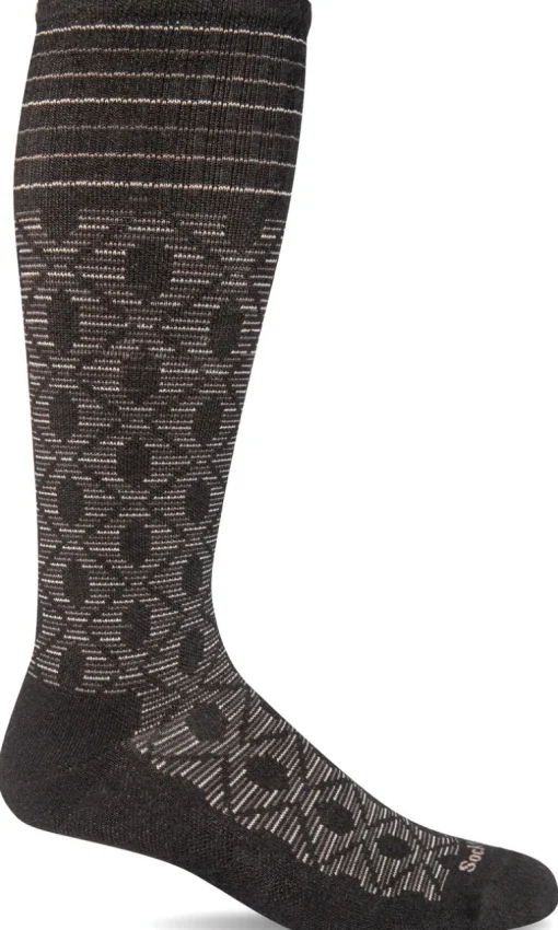 Etched Knee-High Women - Black Moderate Compression (15-20mmHg)