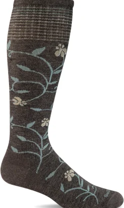 Field Flower Knee-High - Charcoal Moderate Compression (15-20mmHg)