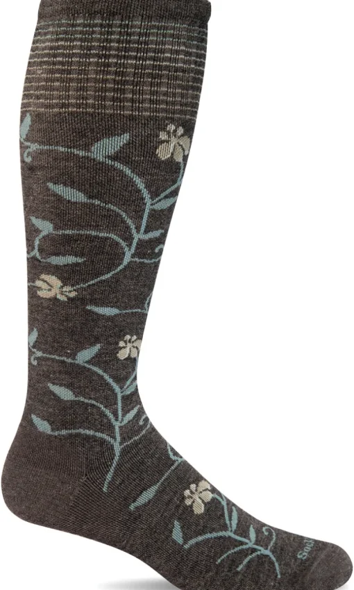 Field Flower Knee-High - Charcoal Moderate Compression (15-20mmHg)