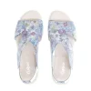 *FINAL SALE*23612.36 - Blue Metallic Flowers Leather