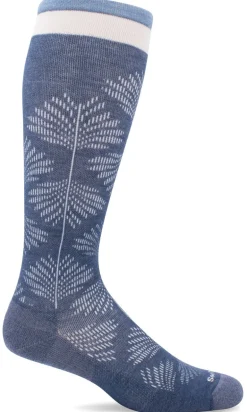 Full Floral Knee-High - Denim Moderate Compression (15-20mmHg)