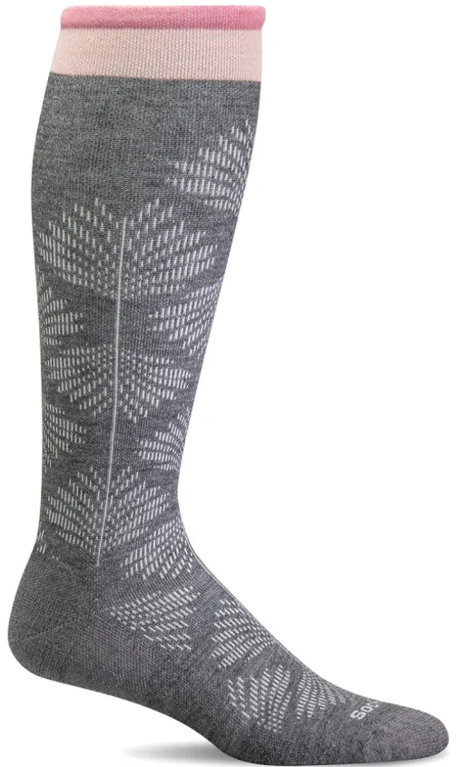 Full Floral Knee-High Women - Charcoal Moderate Compression (15-20mmHg)