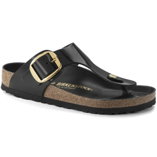Gizeh Big Buckle - High Shine Black Leather