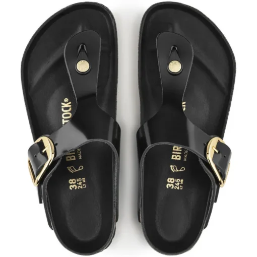 Gizeh Big Buckle - High Shine Black Leather