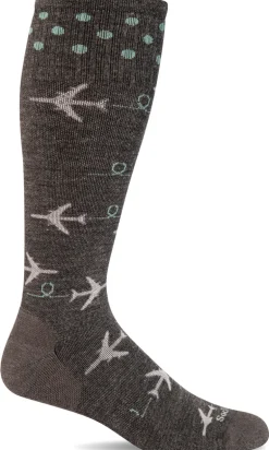 In Flight Fun Knee-High Women - Charcoal Moderate Compression (15-20mmHg)